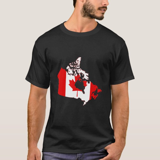 Camiseta Bandeira do Canadá contorna Canadá (Frente)