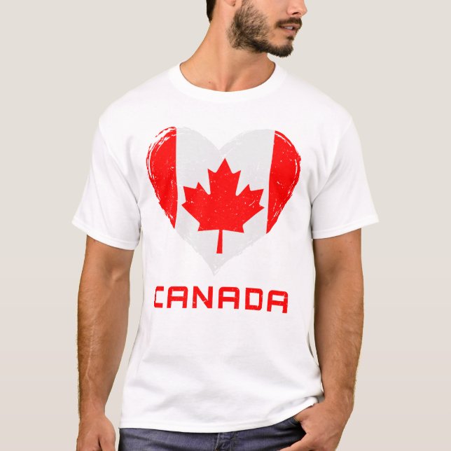 Camiseta Bandeira do Canadá Coração Angustiado Masculino Br (Frente)