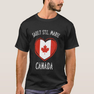 Camiseta Bandeira do Canadá Coração Cidade Sault Ste. Marie