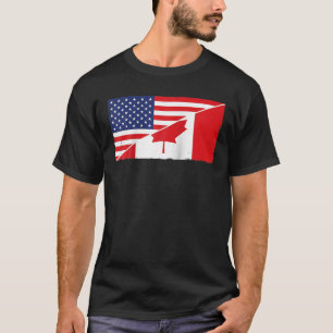 Camiseta Bandeira Do Canadá E Dos Estados Unidos Raízes Da