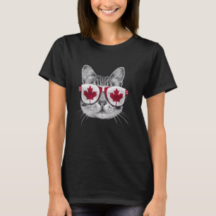 Camiseta Bandeira do Canadá Gato Canadense Óculos de Sol Ga