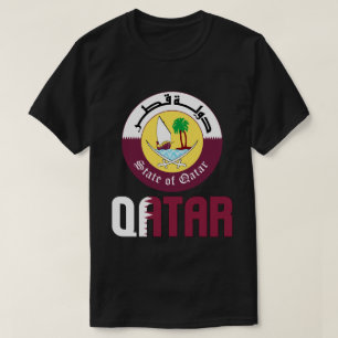 Camiseta Bandeira do Catar e Casaco de Armas Patriótica