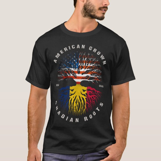 Camiseta Bandeira do Chade, Raízes do Chade Crescente Ameri (Frente)