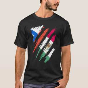 Camiseta Bandeira do Chile Cultivada no México Patriota Paí