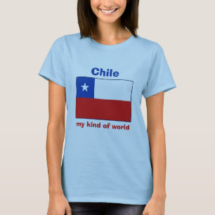 Camiseta Bandeira do Chile + Mapa + T-shirt do texto