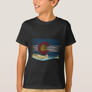 Camiseta Bandeira do Colorado Truta Marrom Fly Fishing Pesc