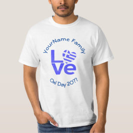 Camiseta Bandeira do Coração da Grécia Azul AMOR Personaliz