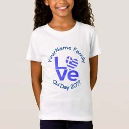 Camiseta Bandeira do Coração da Grécia Azul AMOR Personaliz