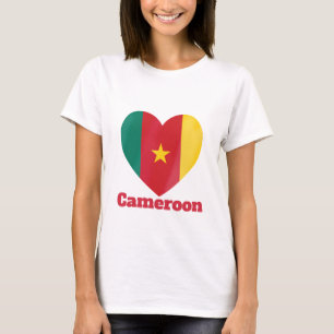 Camiseta Bandeira do Coração de Camarões