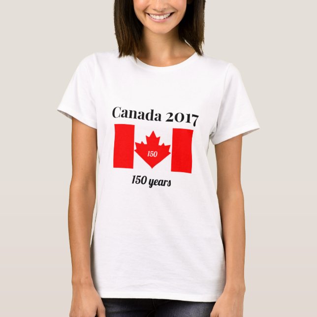 Camiseta Bandeira do coração de Canadá 150 em 2017 (Frente)