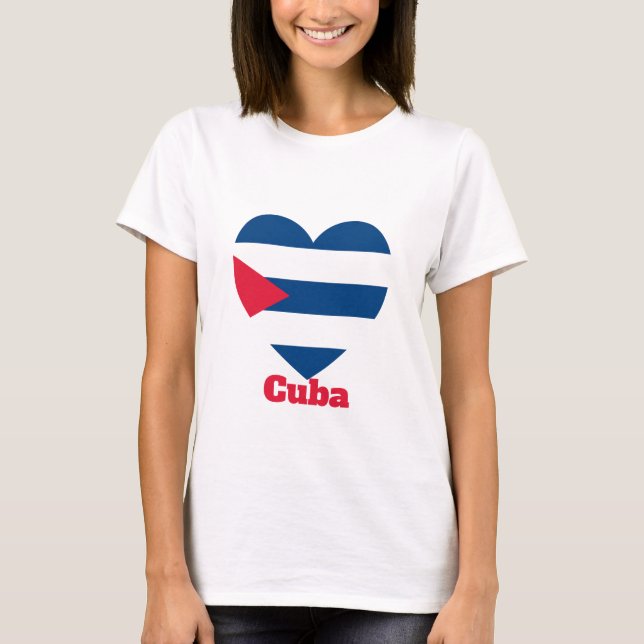 Camiseta Bandeira do Coração de Cuba (Frente)
