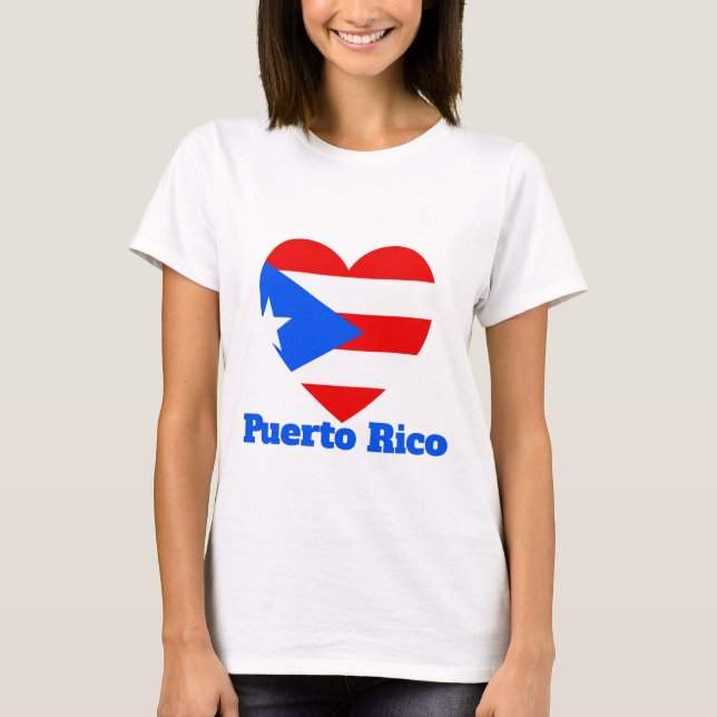 Camiseta Bandeira do Coração de Porto Rico (Frente)
