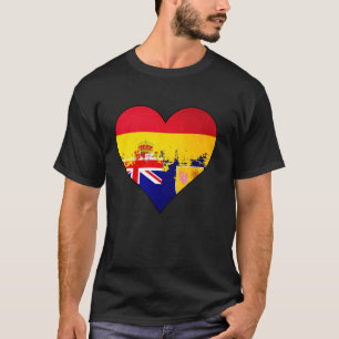 Camiseta Bandeira do Coração e Patrimônio da Espanha e Turk