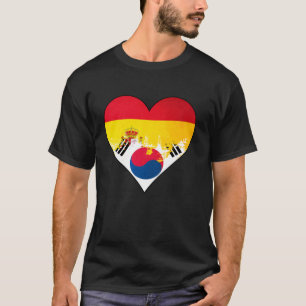 Camiseta Bandeira do Coração Patrimonial da Espanha e da Co