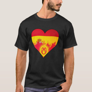 Camiseta Bandeira do Coração Patrimonial Espanhol e Quirgui