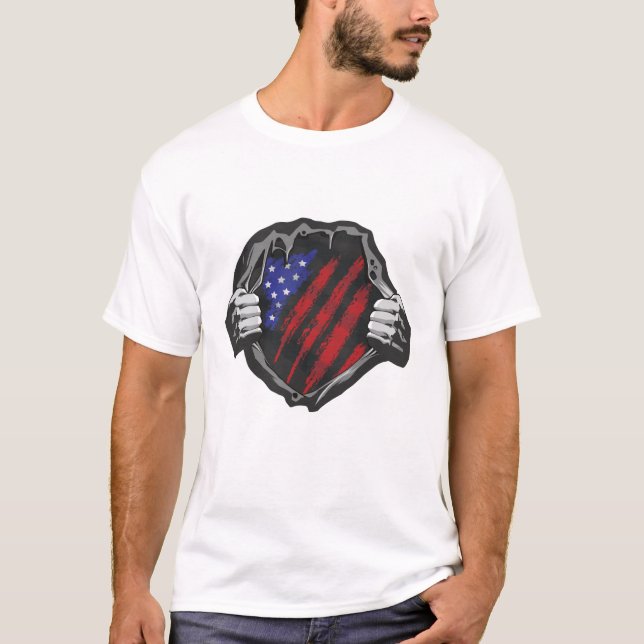 Camiseta Bandeira do Costume de Super Herói dos EUA (Frente)