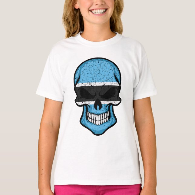 Camiseta Bandeira do Crânio do Botsuana sorridente (Frente)