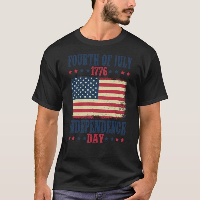 Camiseta Bandeira do Dia da Independência dos EUA, dia 4 de (Frente)