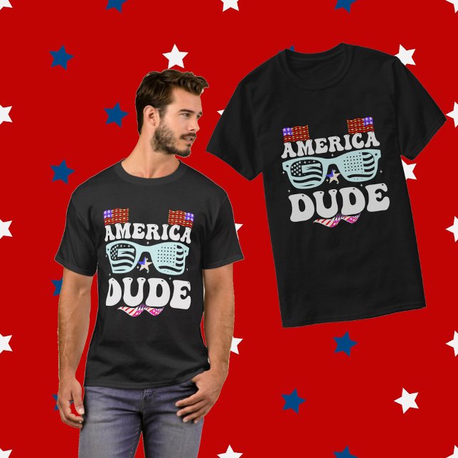 Camiseta Bandeira do Dia da Independência Patriótica dos EU (America Dude Patriotic Independence Day USA Flag T-Shirt)