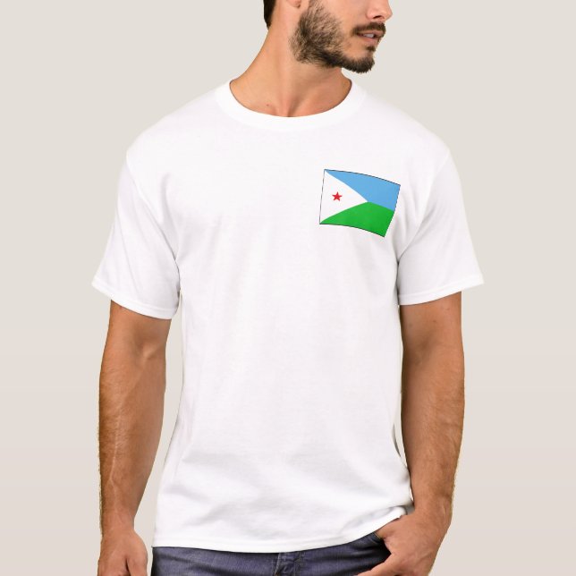 Camiseta Bandeira do Djibuti e Mapa de T-Shirt (Frente)