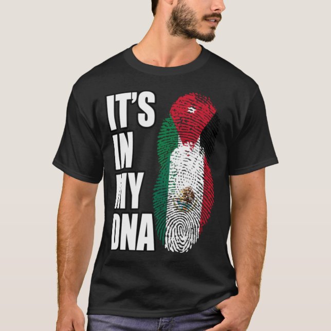 Camiseta Bandeira Do DNA Do Patrimônio Mix Jordaniano E Mex (Frente)