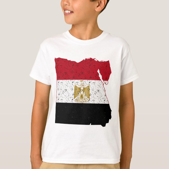 Camiseta Bandeira do Egito Mapa Crepitação (Frente)