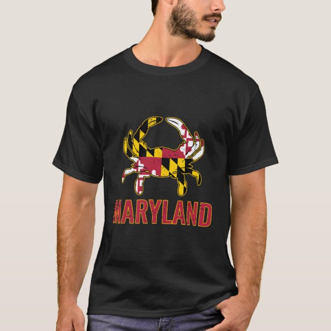 Camiseta Bandeira do Estado de Maryland Bandeira Azul (Frente)