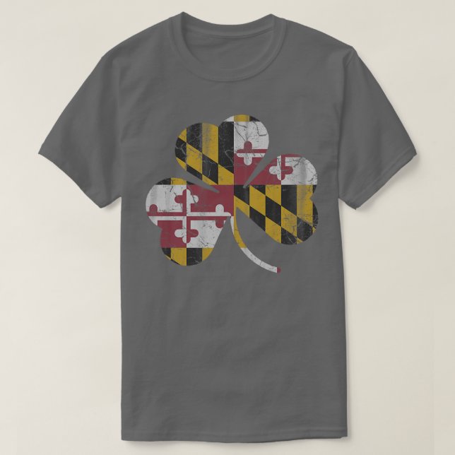 Camiseta Bandeira do Estado de Maryland Flag Shamrock (Frente do Design)