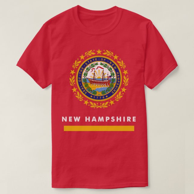 Camiseta Bandeira do Estado de New Hampshire (Frente do Design)
