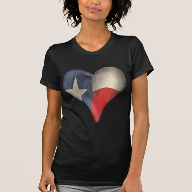 Camiseta Bandeira do estado de Texas em um coração (Frente)