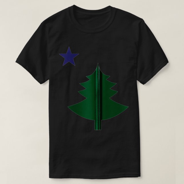 Camiseta Bandeira do Estado do Maine 1901 Pine Tree Zip (Frente do Design)