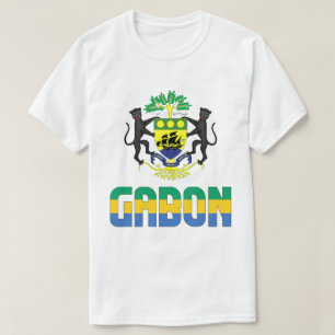 Camiseta Bandeira do Gabão e Casaco de Armas Patriótica