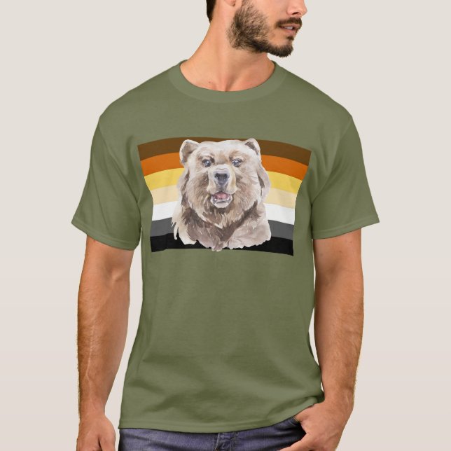 Camiseta Bandeira do gay Bear Castanho (Frente)