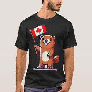 Camiseta Bandeira do Groundhog Canadense Festa Engraçada de