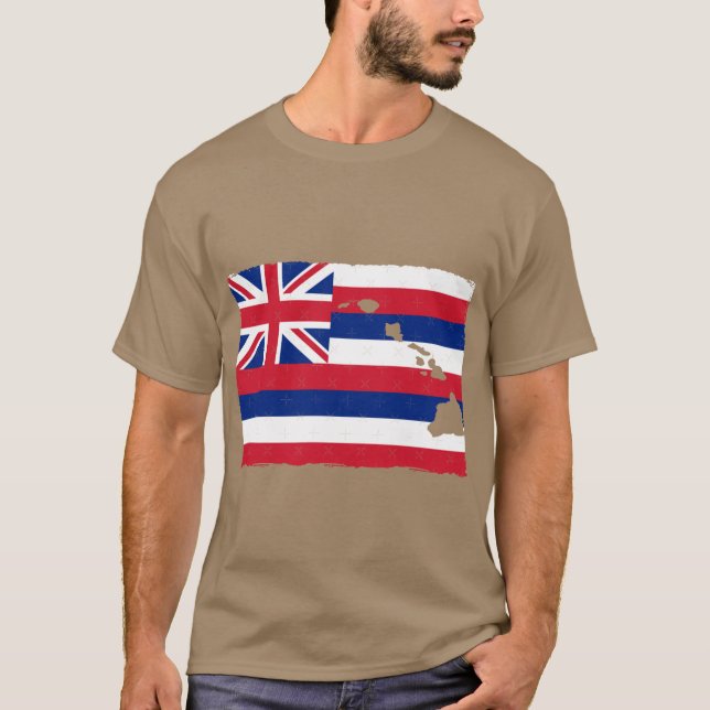 Camiseta Bandeira do Havaí com as Ilhas Havaianas (Frente)