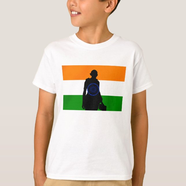 Camiseta Bandeira do indiano de Mahatma Gandhi India Ásia (Frente)