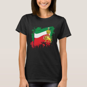 Camiseta Bandeira do Irã com Coroa Pahlavi shir va khorshyi