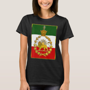Camiseta bandeira do Irã leão dourado Pahalvi Shir va Khors