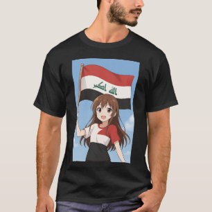 Camiseta Bandeira do Iraque Anime Heroína engraçado