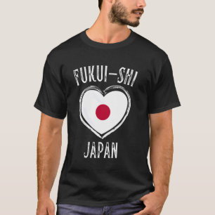 Camiseta Bandeira do Japão Coração Cidade de Fukui Shi