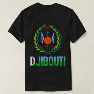 Camiseta Bandeira do Jibuti e Casaco de Armas Patriótica