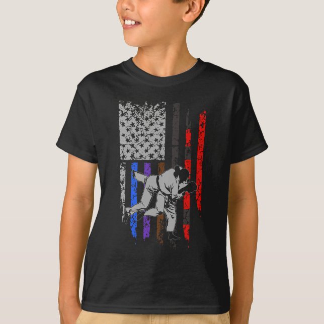 Camiseta Bandeira do Jiu Jitsu Stars & Stripes Classificam  (Frente)