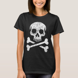 Camiseta Bandeira do Jolly Roger Esqueleto Caveira Ossos Cr