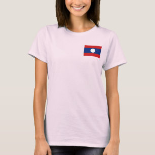 Camiseta Bandeira do Laos e Mapa do T-Shirt