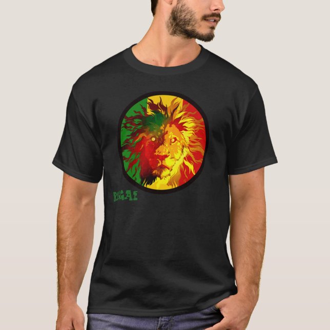 Camiseta bandeira do leão da reggae do rasta (Frente)