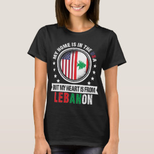 Camiseta Bandeira do Líbano Americano Heart do Líbano Patri