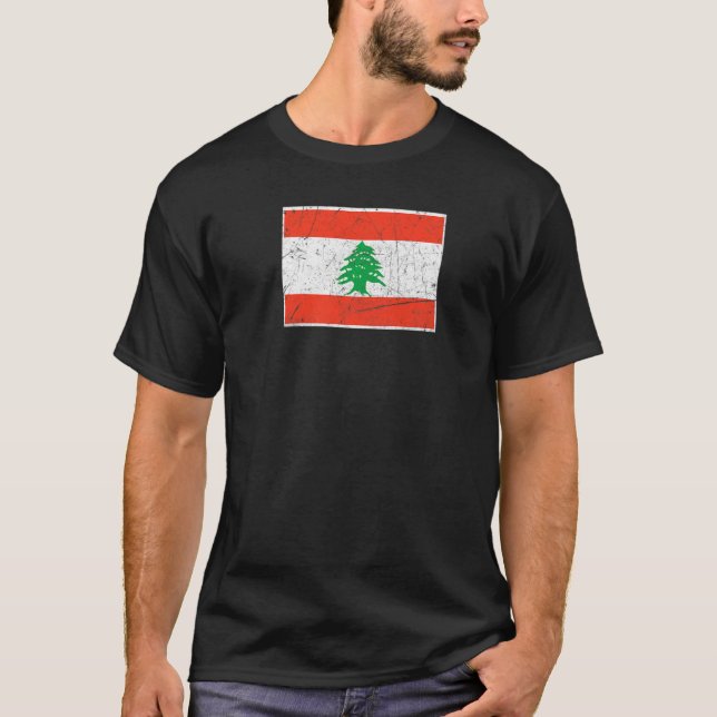 Camiseta Bandeira do Líbano com cores nacionais libanesas a (Frente)