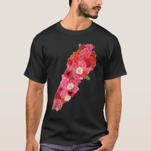 Camiseta Bandeira do Líbano Flor Mapa Beirute Lobnan Libanê
