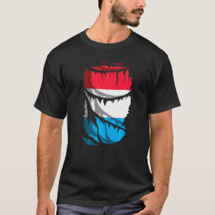 Camiseta Bandeira do Luxemburgo com Efeito de Tecido Partid
