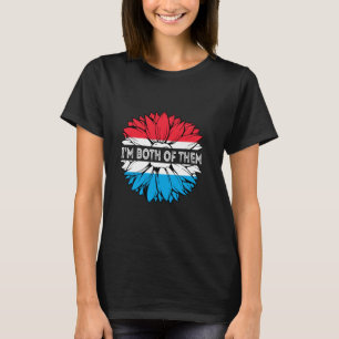 Camiseta Bandeira do Luxemburgo Sou Ambos EUA Girassol Deix